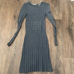 $ Clearance Sale $ Daisy Fuentes Elegant Gray Ribbed Knit Dress
